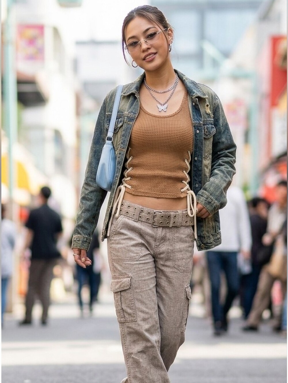 Buckle Waffle Knit Tank Top Y2K
